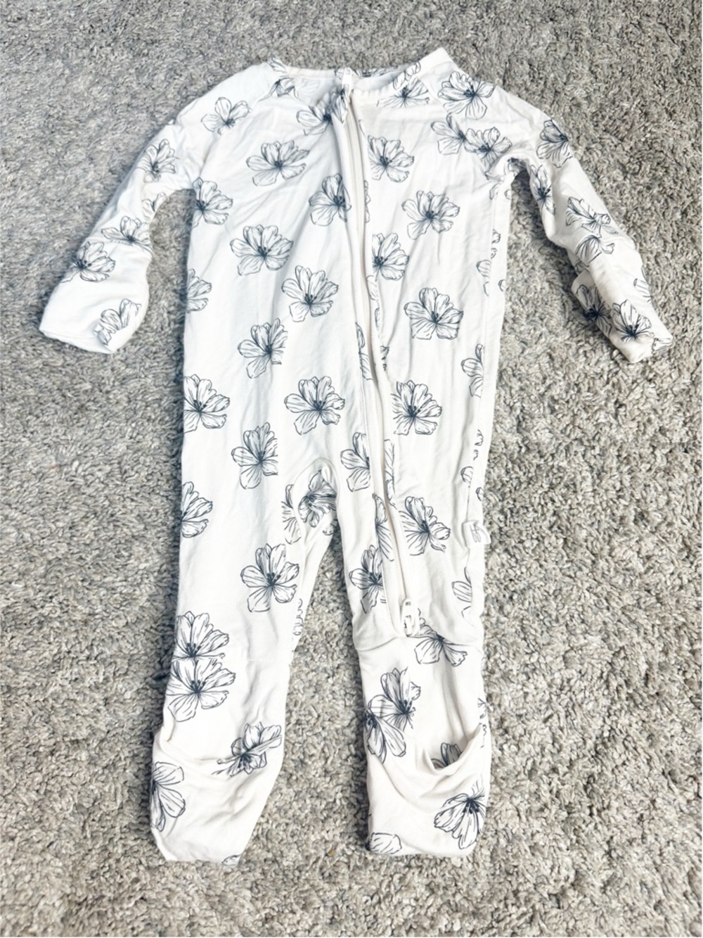 Forever French Baby One-piece Sleeper Pajamas newborn black cream floral bamboo